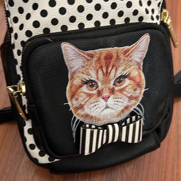 betsey johnson mini backpack cat Betsey Johnson black-and-white polkadot cat mini backpack